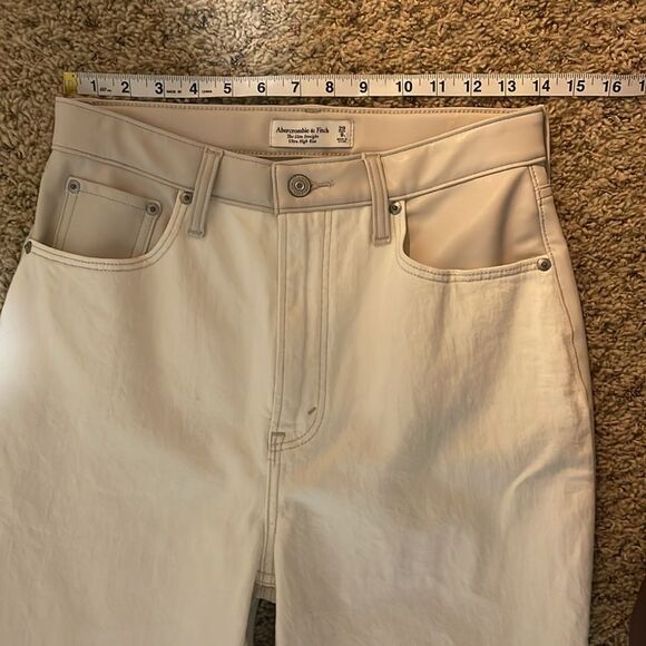 Abercrombie & Fitch LONG Curve Love Slim Straight Faux Leather Denim Jeans 29/8L - Picture 11 of 13